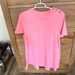 Sezane Coral Mini Dress with Shoulder Buttons